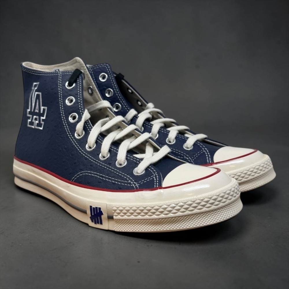 Converse Undefeated Dodgers Sneakers Mens 9.5 Navy Ostrich Leather Chuck 70 Hi